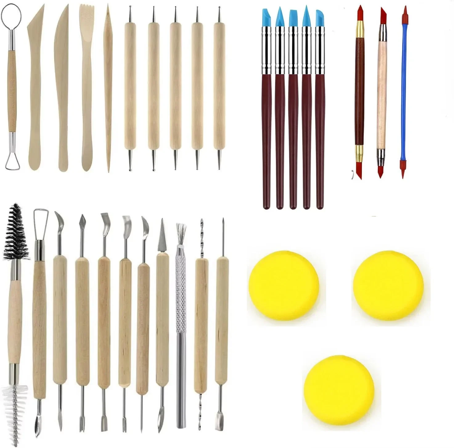 Kunstbenodigdheden Keramisch beeldhouwgereedschap Houten handvatten Keramiek Klei Aardewerk Gereedschap Beginner DIY Ambachten Hout en staal Thuisschoolgebruik