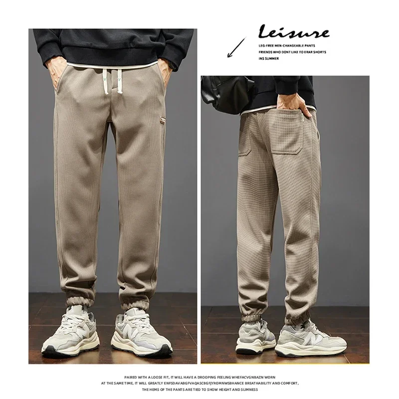 Winter Men's Fine-grained Printed Cargo Pants Multifunctional Outdoor Windproof Cargo Pants Korean Version of Men's Leggings
