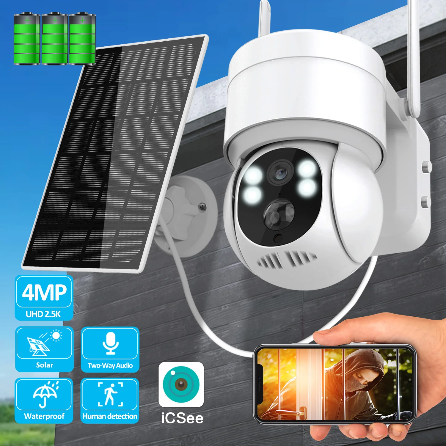 Wifi Napenergia -Kamera Emberi Detektálás Napelemes Panel Újratöltés ...