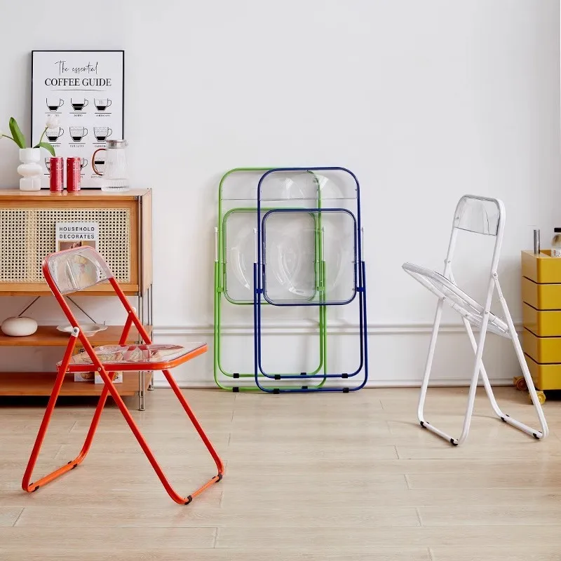 Folding Chair X&D Transparent Folding Chair Modern Simple Home Fashion Dining Chair Acrylic Clothing Store Milk Tea Shop Leisure Folding