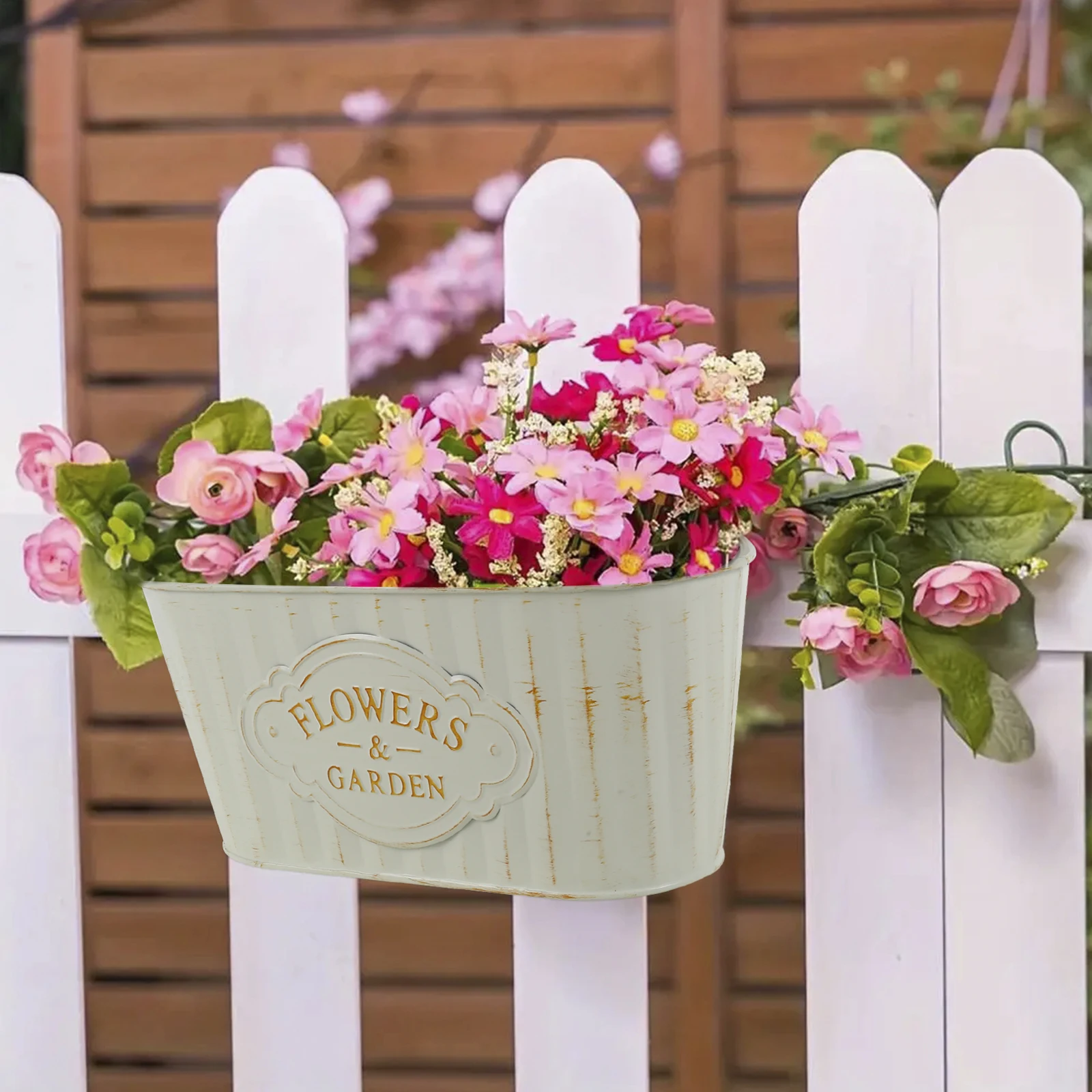 Metal Hanging Flower Pots for Railing/Fence 6