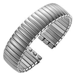 Stylish Elastic Metal Watch Band - Gold & Black Stretchable Stainless Steel Bracelet - 17mm (Matte Silver)