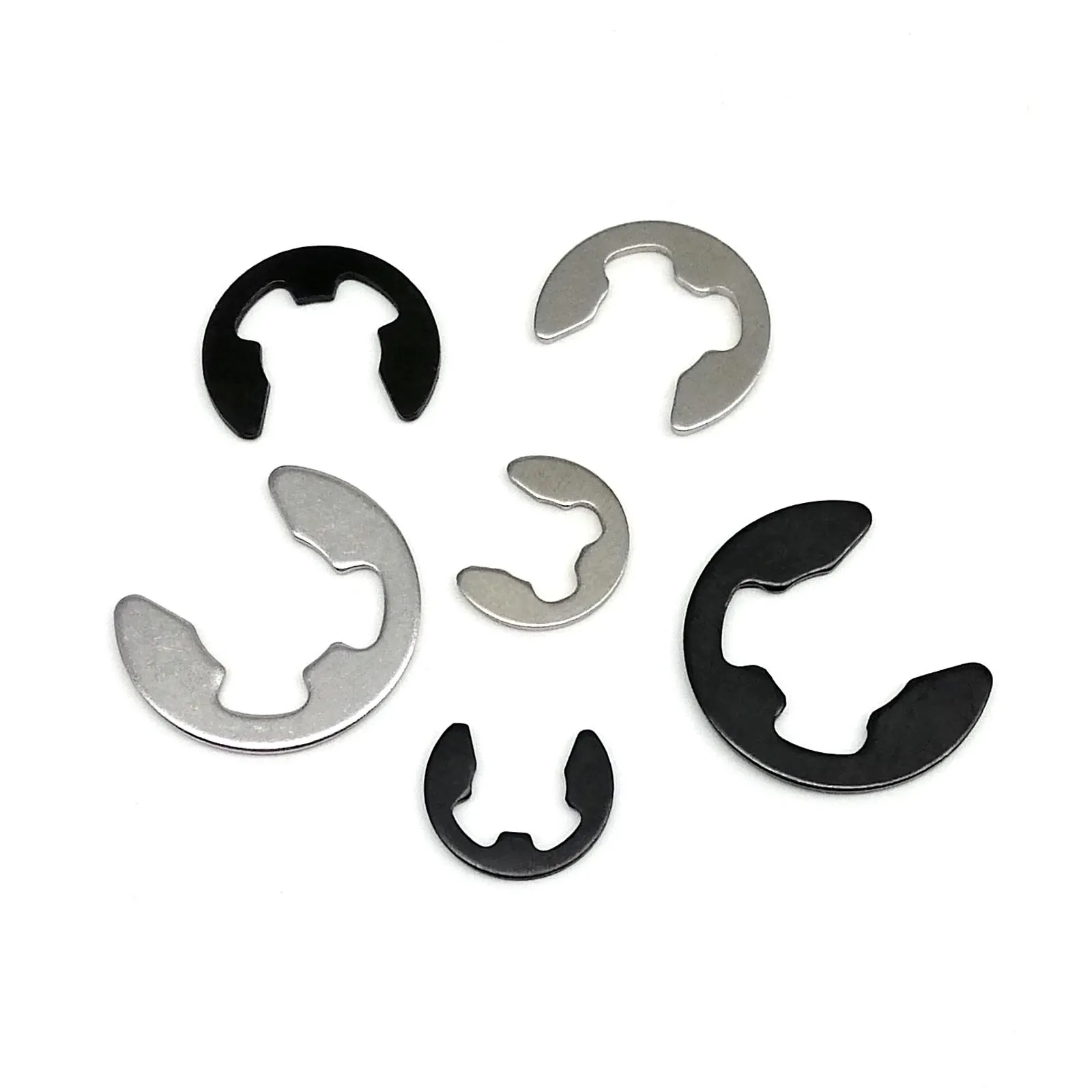 Mix M1.2 to M15 Kit E type Circlip External Retaining Ring Snap Washer for Shaft Bearing Black 65mn 304 A2 Stainless Steel 1 Set external retaining ring