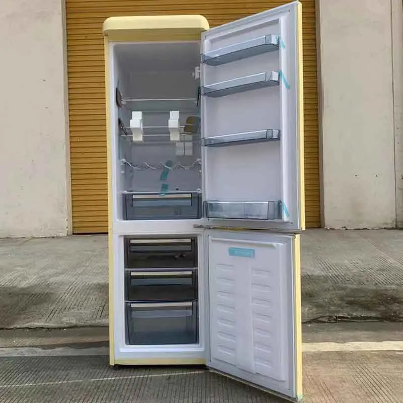 Hot Sale Retro Two-Door Home Refrigerator with Large Capacity Upper & Lower Freezers for Hotels Featuring Compressor