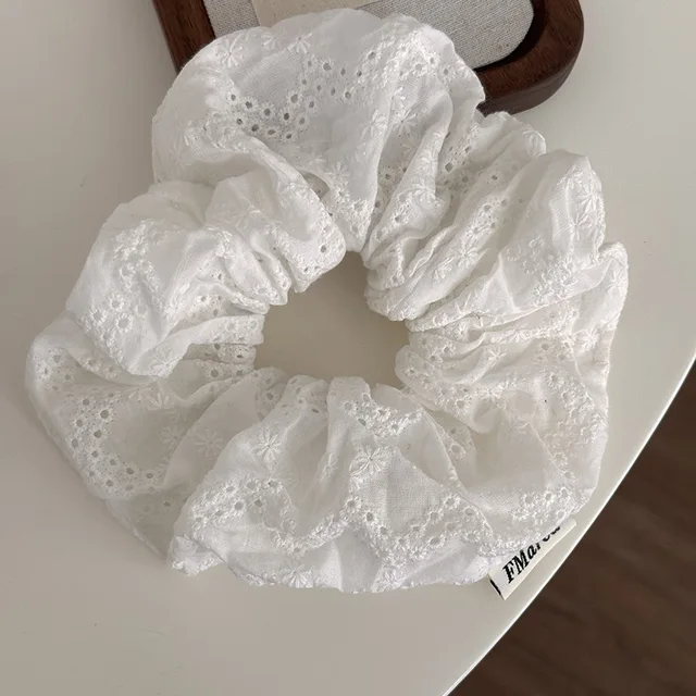 Oversized Lace Scrunchies for Women Elastic Hair Bands Ponytail Holders Tie Solid Hair Hoop Rubber Bands Women Hair 2025 4