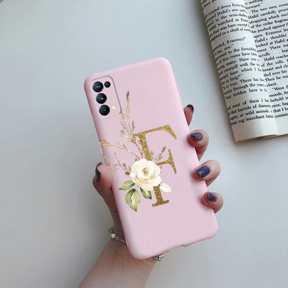 For OPPO Find X3 Lite Case Flower Alphabet Letters Capa Bumper Phone Back Shockproof TPU Soft Cover For OPPO Find X3 Lite Fundas cases for oppo cases Cases For OPPO