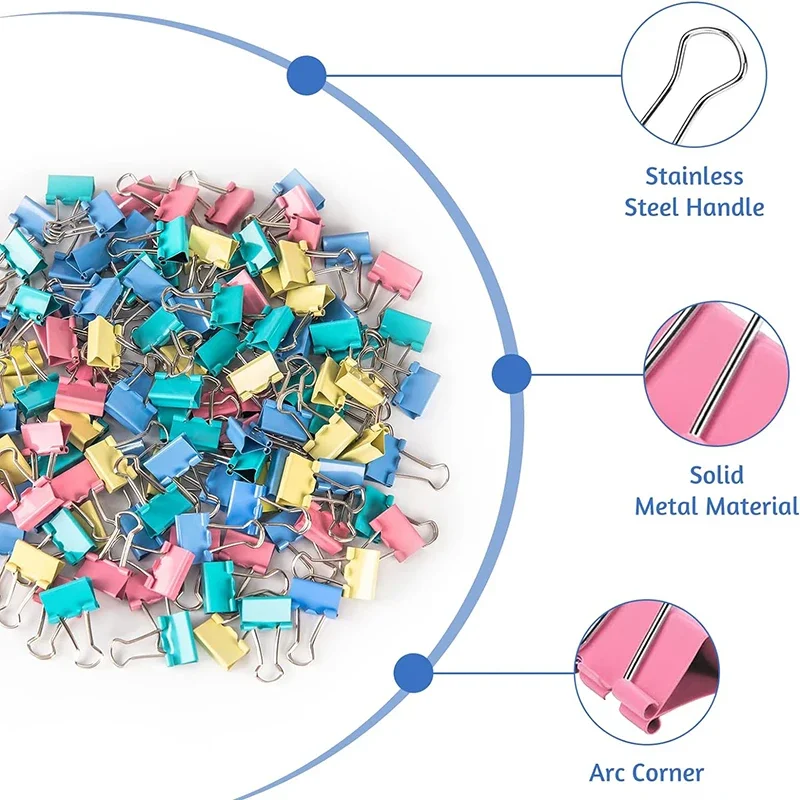 5-30Pcs 금속 바인더 클립 책에 사용되는 다채로운 파일 종이 클립 문구 클립 학교 사무용품 15/19/25/32/41/51mm