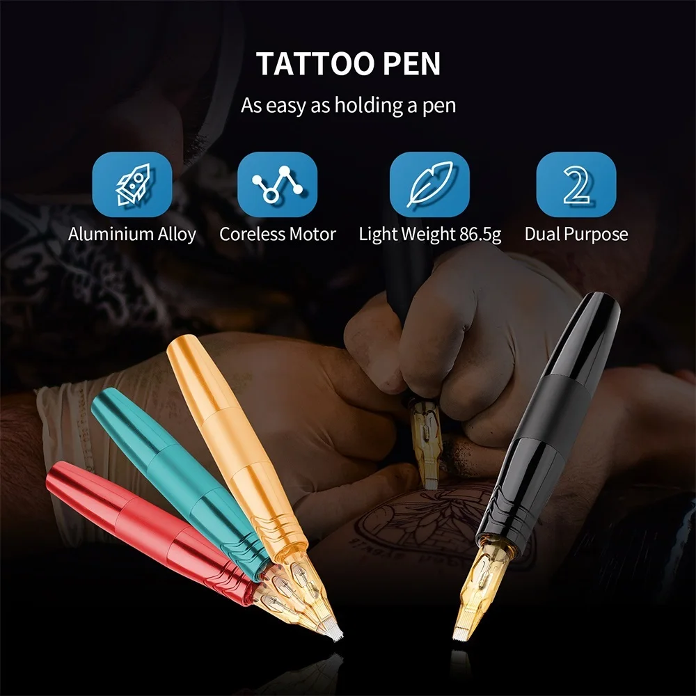 Cordless Tattoo Machine Kit Professional Rotary Tattoo Machine Pen Kit with Cartridges Needles Permanent Makeup Set tattoo supplies,tattoo kit,tattoo pen