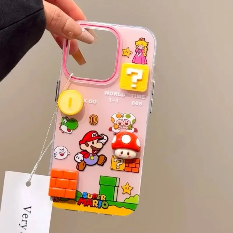 funda de teléfono con diseño de anime mario, estilo bloques, dibujos animados en 3d, para iphone 17, 16, 15 pro max, combinación de colores encantadora, regalo navideño Funda de Teléfono con Diseño de Anime Mario, Estilo Bloques, Dibujos Animados en 3D, para iPhone 17, 16, 15 Pro Max, Combinación de Colores Encantadora, Regalo Navideño 4