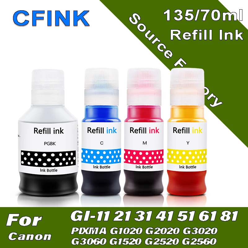 Refill Dye ink GI-11 GI-41 GI-51 GI-61 GI-71 For Canon PIXMA G1020 G3020 G3060 G1520 G2520 G2560 G3520 G3560 G3620 printer