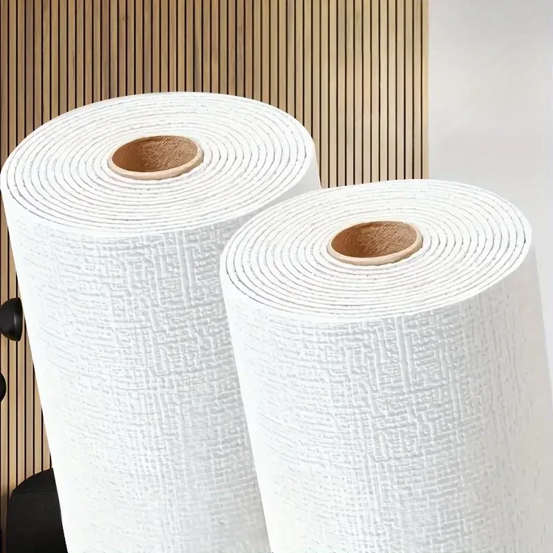 Carta Da Parati In Lino Autoadesiva 3D, Impermeabile E Antimuffa, Bianco, Rotolo 50 Cm X 10 M, Perfetta Per Soggiorno E Camere