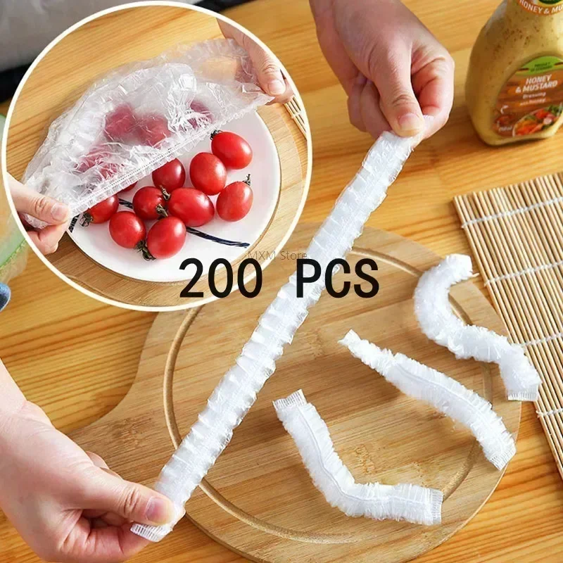 Food Cover 200 Pieces Food Bags Disposable Food Cover Plastic Wrap Fruit Bowl Cup Lid Store Kitchen Plastic Bag Storage Organization Home Plastic Food Storage Bags Plastic Food Cover Food Storage Bags Food Storage Lids Plastic Packaging Bags