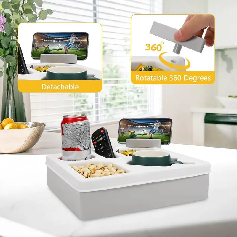Portabicchieri Per Divano E Letto – Organizer Con 3 Slot Per Tazze, Telecomandi, Snack E Telefono – Cuscino Rimovibile E Lavabile – 29x29x8.9 Cm