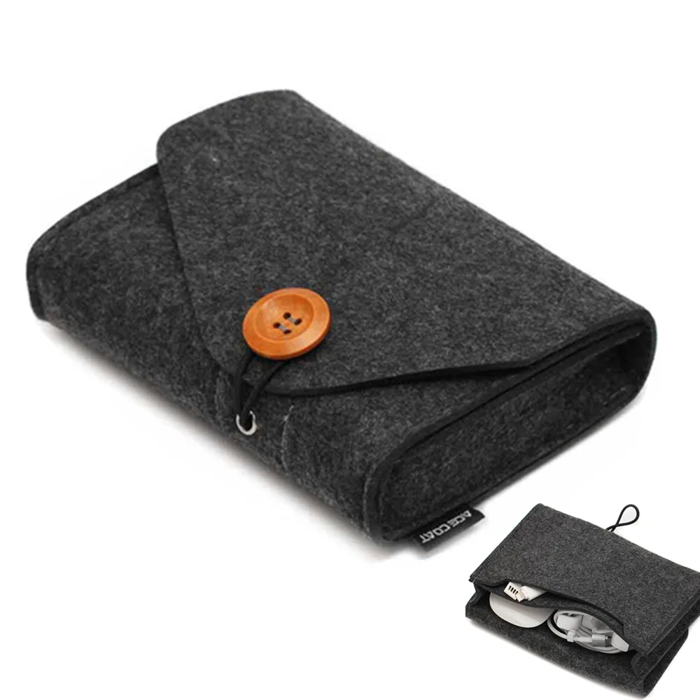 Data Cable Storage Bag Mini Felt Multifunction Travel Organizer For Key Coin Charger Pouch Watch Strap