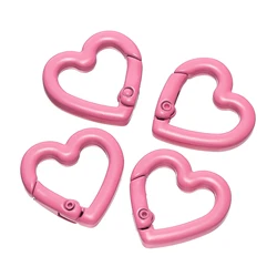 Set of 5 Metal Heart Spring Clasp Keychain Clips for DIY Jewelry and Accessories (Dark pink)