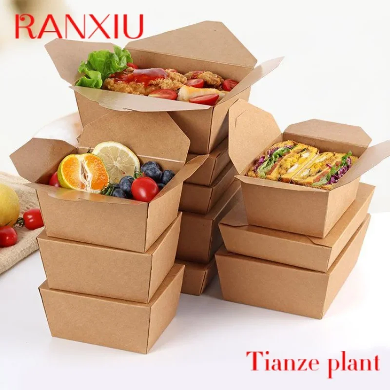 

Custom recycled cheap custom brown kraft cardboard take away paper box for picnic food packaging