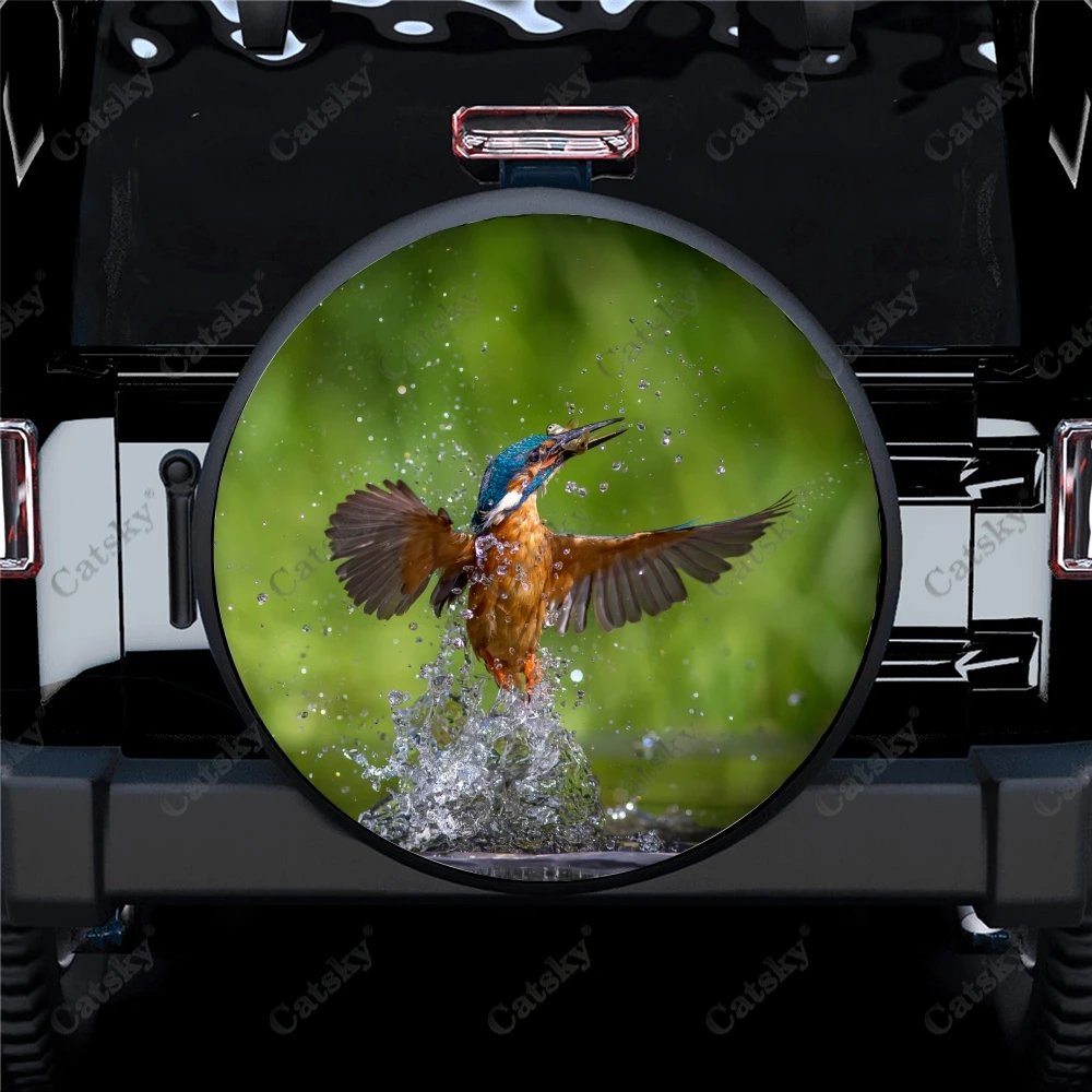

Animal - Kingfisher Print Spare Tire Cover Waterproof Tire Wheel Protector for Car Truck SUV Camper Trailer Rv 14"-17"
