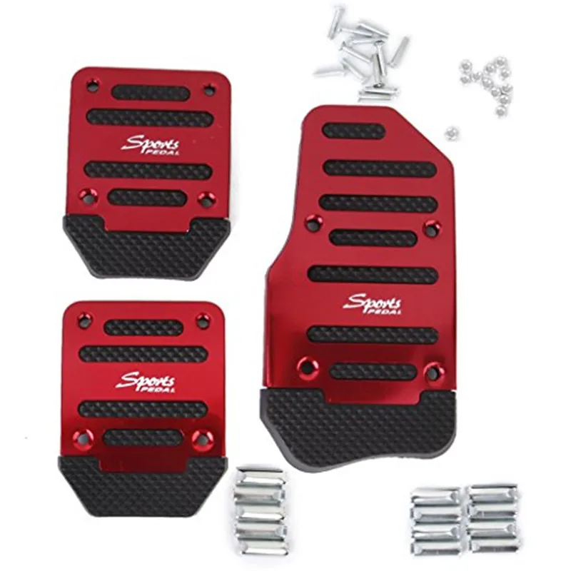Universal Racing Manual Non-Slip Foot Pedal Pad Cover Aluminum Automatic Gear Brake Accelerator Car Interior Accessories 3Pcs