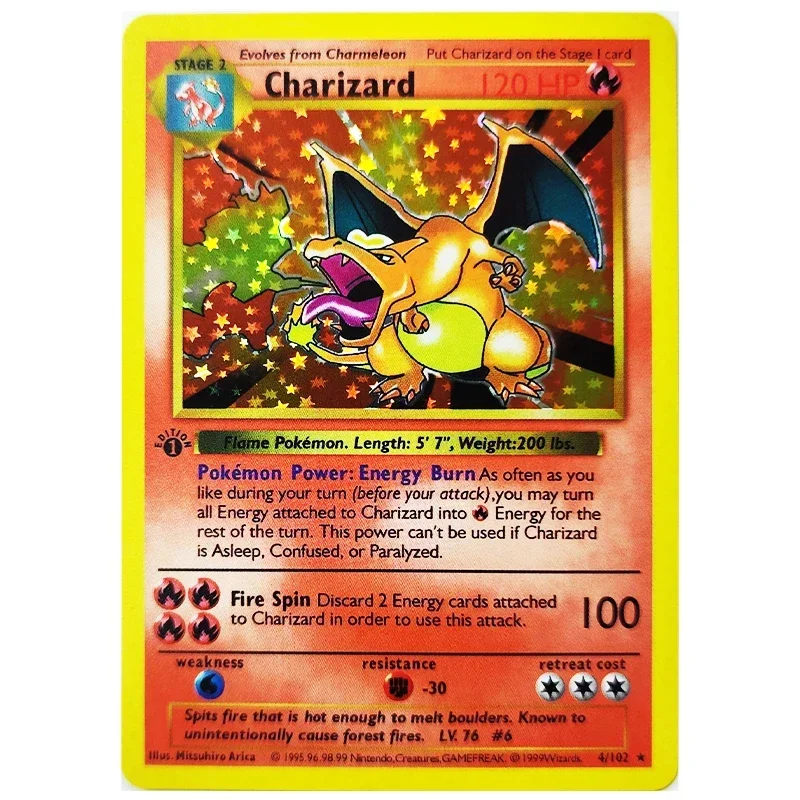 10Pcs/set Diy PTCG 1st Edition Charizard Venusaur English Flash Card Clefairy Gyarados Classic Game Anime Collection Card Toy