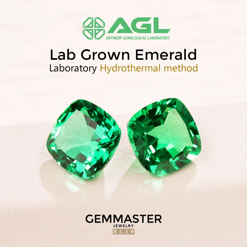 Cushion Lab Grown Emerald Colombian colors With AGL certificate VVS VS Loose Emerald 1ct 3ct Hydrothermal method Lab