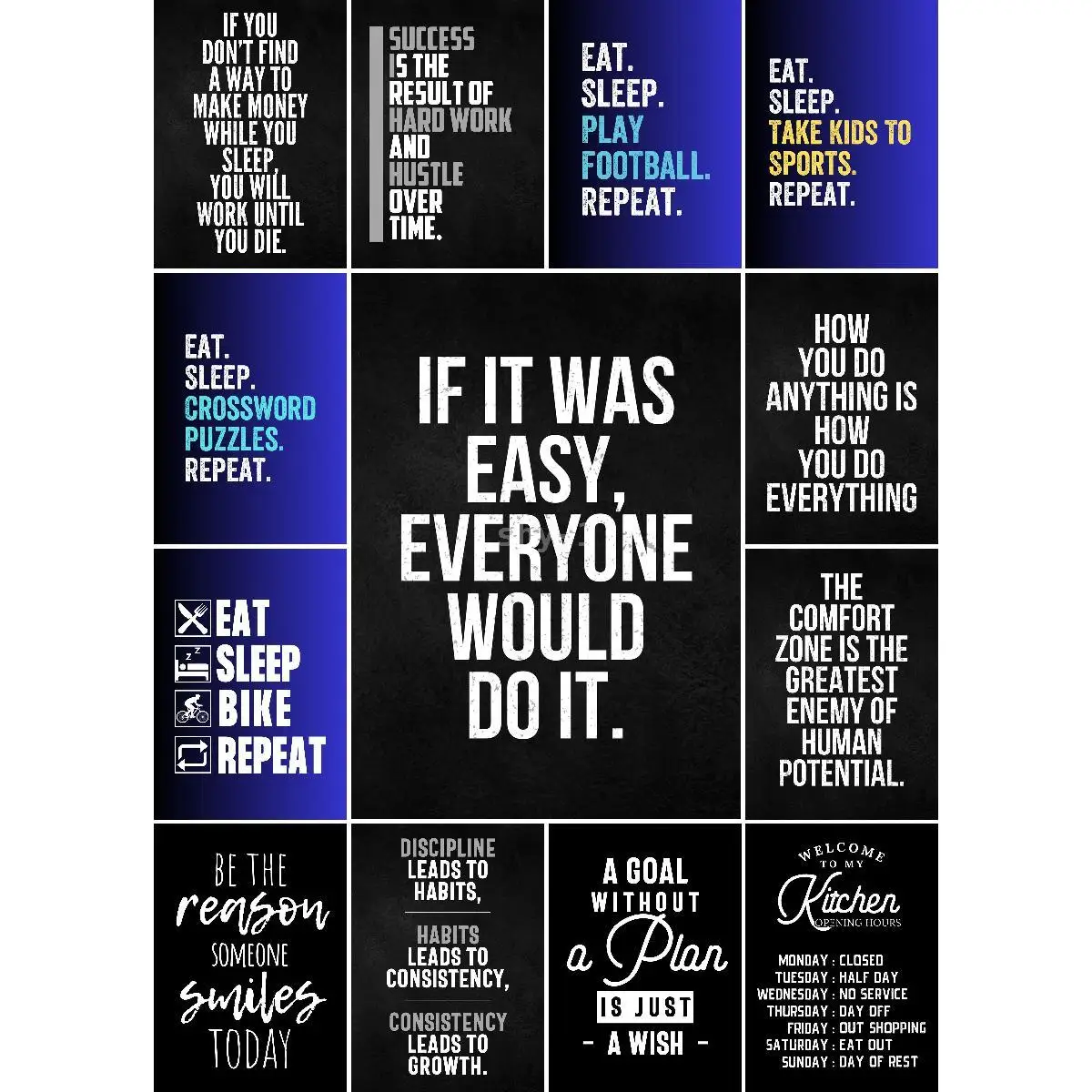 

Inspirational Culture Collection Motivation for Success Poster Print for Home Office Wall Decor