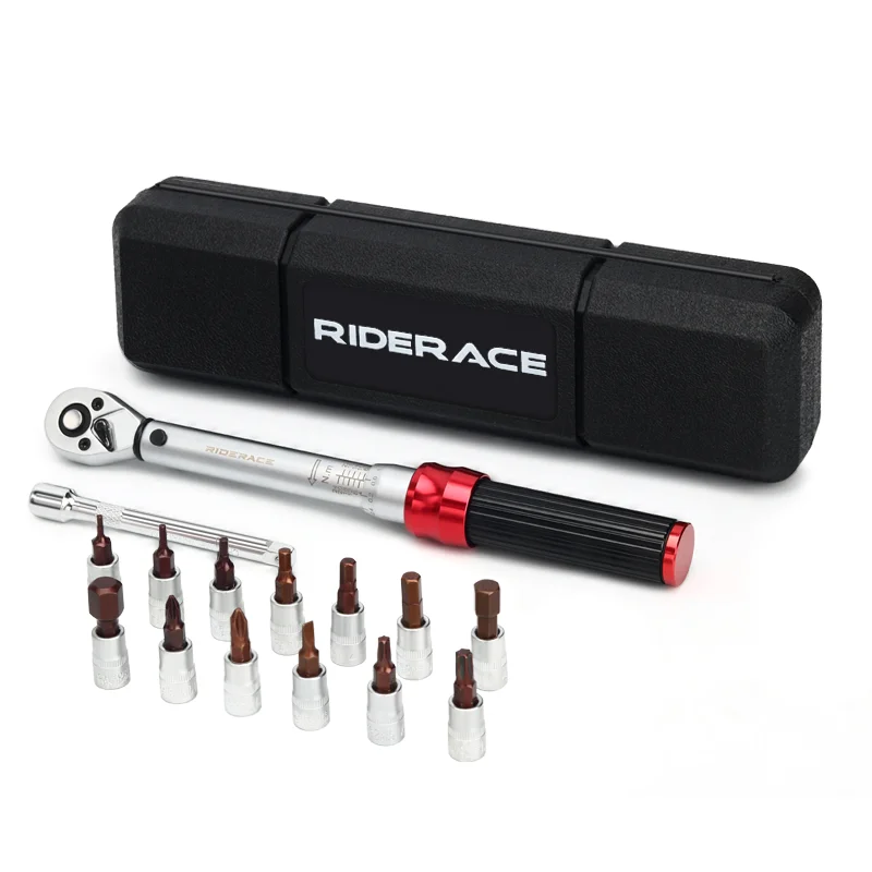 RIDERACE Fahrrad-Drehmomentschlüssel-Set, 15-teilig, 1/4 Zoll, 2–24 Nm, Dual-Richtung, Fahrrad-Inbusschlüssel, Werkzeug, Steckschlüssel, Pro-Motorrad-Reparatursatz – Detail 15
