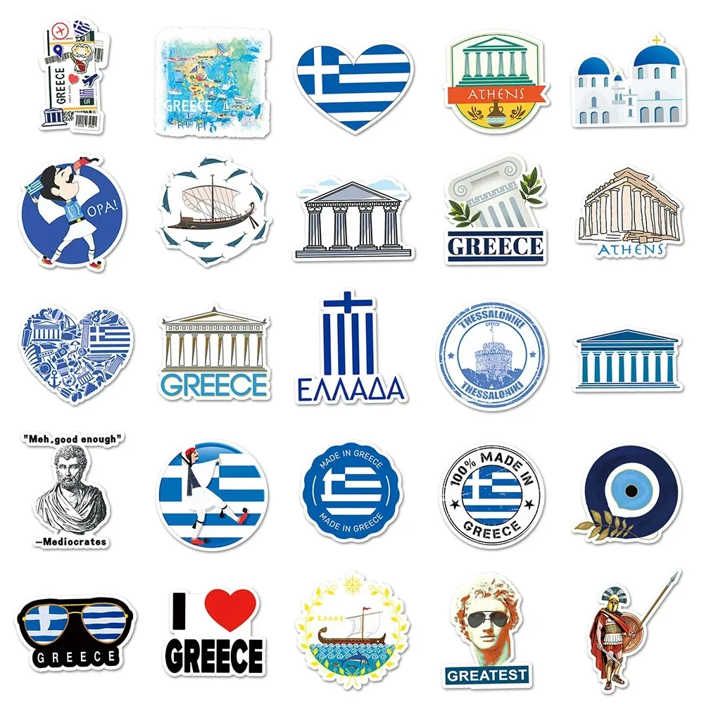 Aesthetic Greece Travel Stickers Set - Decorative Art and Craft Collection