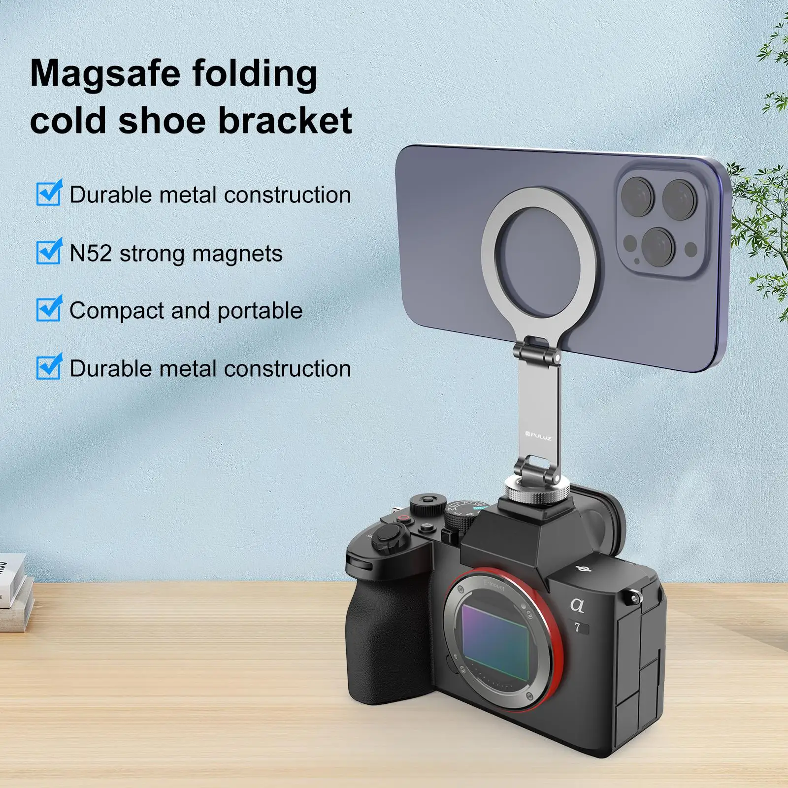 접이식 MagSafe 자석 콜드 슈 온카메라 폰 마운트 아이폰 17 16 15 삼성 및 기타 폰용