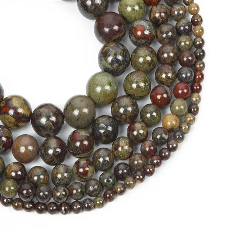 

Fashion Natural Stone Dragon Blood Stones Charm Loose Bead DIY Round Beads Jewelry Accessories