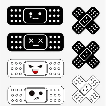 7PCS Cartoon Band Aid Car Stickers Waterproof DIY Auto Bumper Trunk Window Bandage Cover Scratches Decals Funny Decoration 1