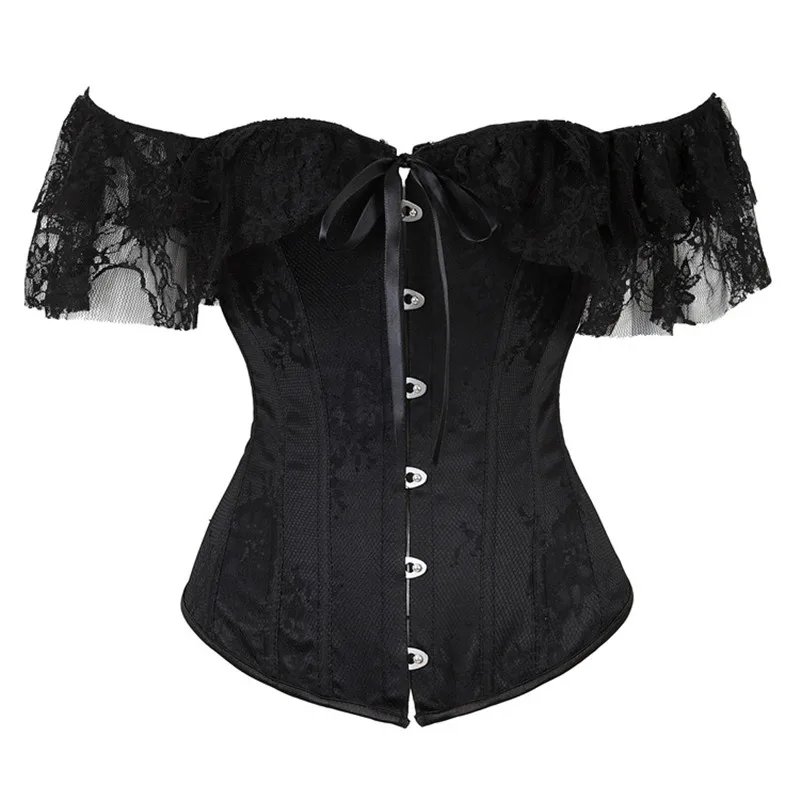 

Sexy Corsets and Bustiers Gothic Lace Up Vest Overbust Corsets Shoulder Straps Brocade Corselet for Women Steampunk