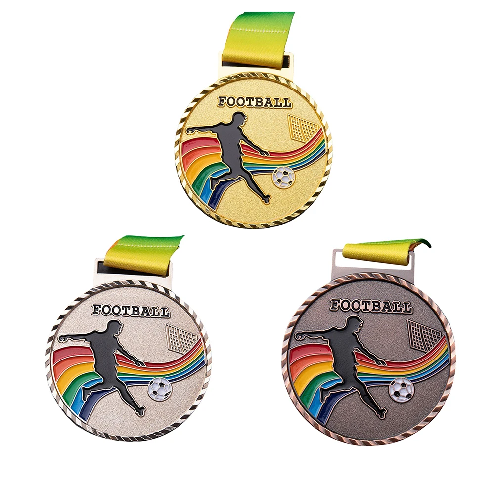 Soccer Medal Winner Golden Silver Copper Zinc Alloy award medals for Outdoor Football Games