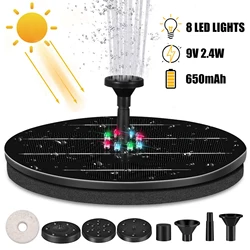 2.4W 9V Solar Fountain Pump Portable Floating Solar Powered Water Fountain Pump for Birdbath Garden Backyard Pond Pool