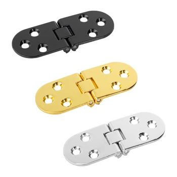 2pcs 180 Degree Foldable Flap Screw-On Hinges Folding Table Cabinet Door Rounded Corner Hinge