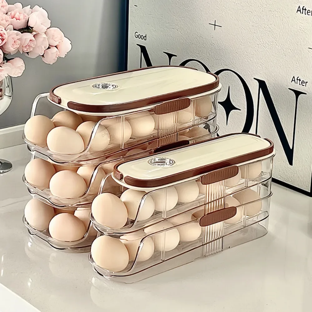 Egg Storage Box Multi-layer Automatic Egg Rolling Tray Rack for Storage of Refrigerator Special Food Grade Fresh Egg Storage Box 3