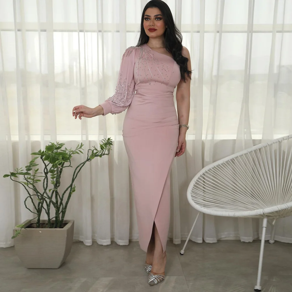 

Mignon Satin Mermaid One-shoulder Populer Prom Gown Sequins Ankle-length Formal Elegant Evening Party Dress for Women 2023