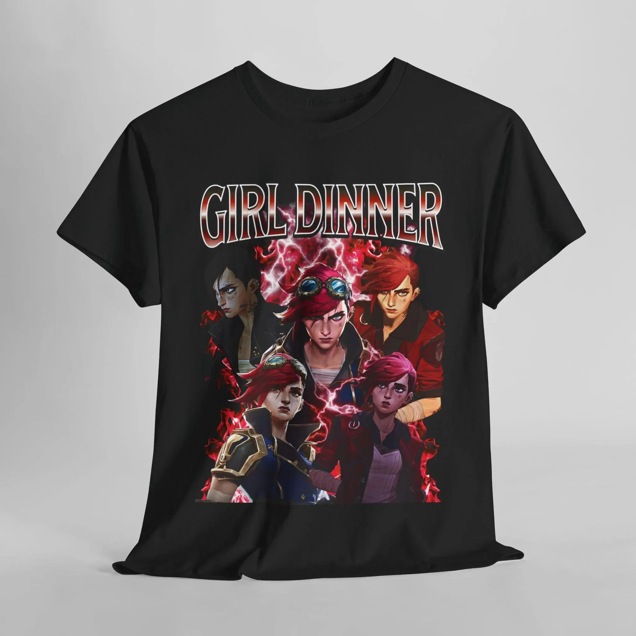 Vi Arcane League of Legends Twin Cities Battle Anime Cartoon Loose Casual Unisex T-shirt