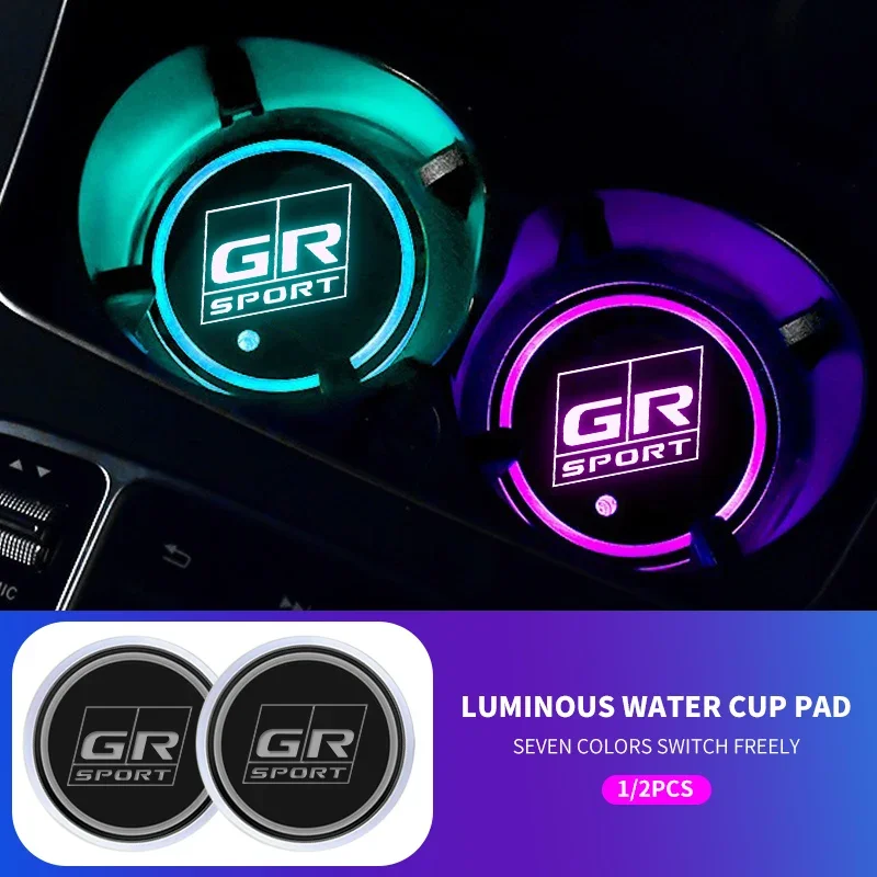 Luminous Led Light Cup Coaster Mat For Toyota GR Sport Gazoo Racing Supra Yaris 86 Corolla RAV4 Avensis Prado Prius Accessories