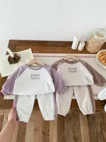 2024 Autumn New Baby Long Sleeve Sports Set Boy Girl Letter Print Sweatshirt + Pants 2pcs Suit Infant Toddler Casual Outfits 2