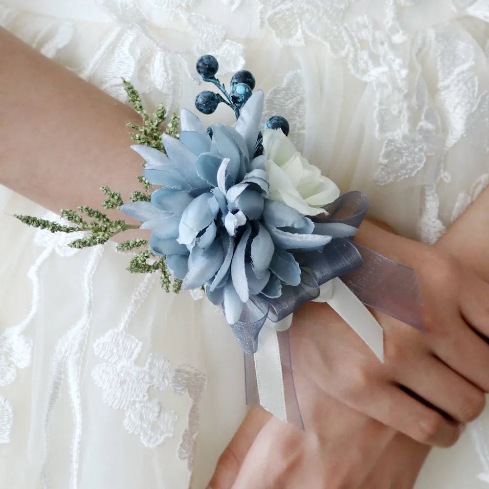 

Boutonniere And Wrist Corsage Wedding Accessories Groom and Bride Sisters Best Friends Simulation Flower Ball Banquet Factory