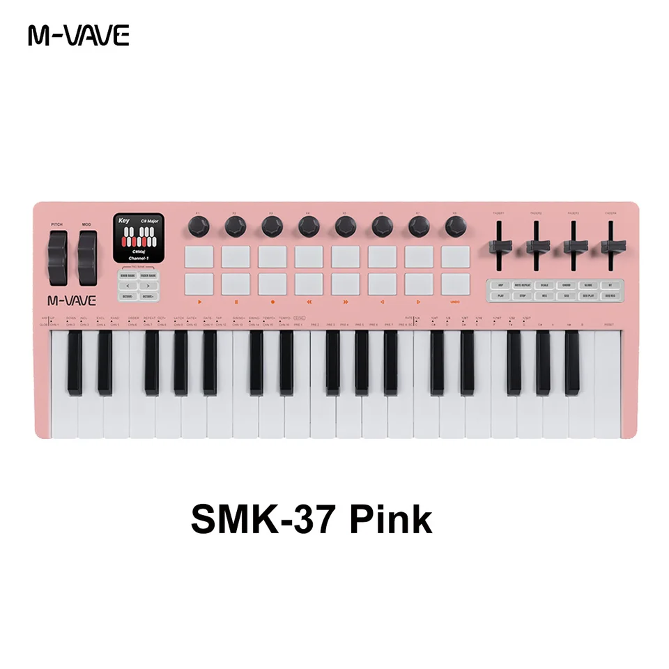 M-VAVE SMK-37 PRO MIDI Controller Keyboard 16 RGB Pads 8 Knobs