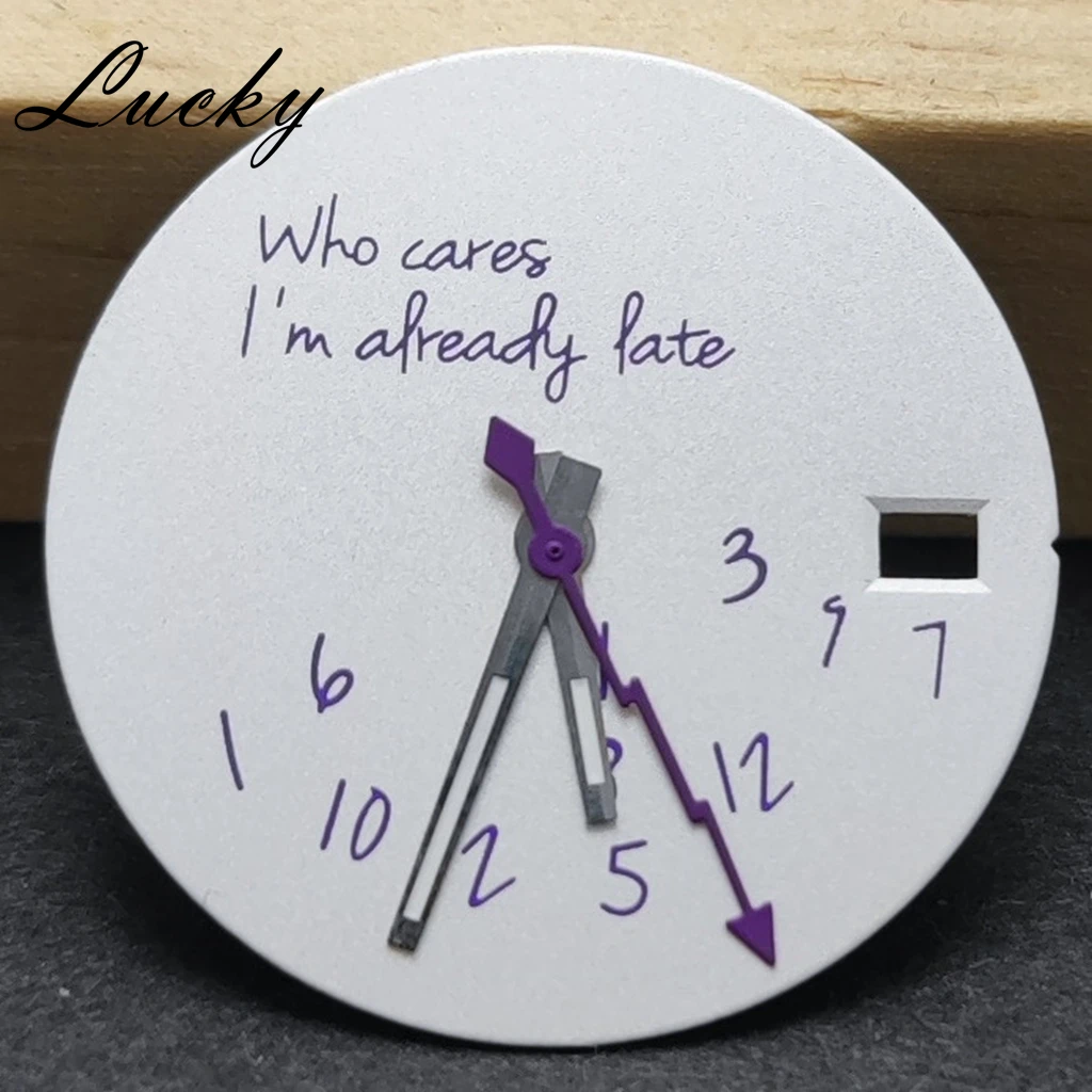 Elegant DIY Watch Dial Set - 28.5mm with Coordinated Hands - Who Cares, It's Already Late Design