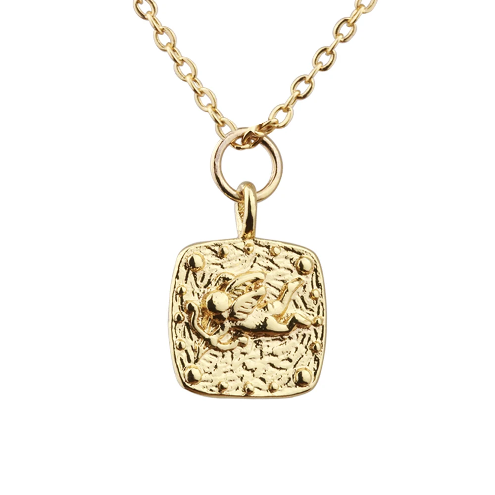 

Square Tags 14k Gold Plated Pendant Clavicle Necklace For Women Party Jewelry Gift