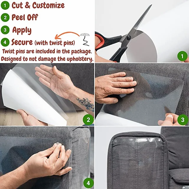 Furniture Scratch Guard,Premium Flexible PVC Protector with Pins for Dog Cat Claws, Stops Scratching Pet Furniture Protector 5