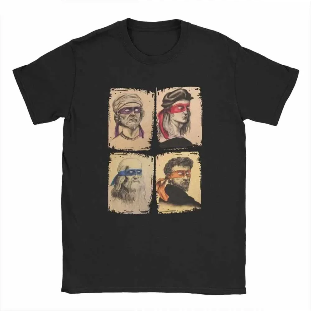 Science Turtles T-Shirt Men Mutant Ninja Short Sleeve Humor Tee Shirt O-Neck Funny Tops Printed Graphic T Shirt Cosplay Tees