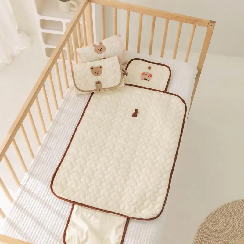 Portable Baby Diaper Change Pad Foldable Waterproof Cute Bear Bunny Newborn Padding for Crib Stroller Multi-Function Diaper Pad