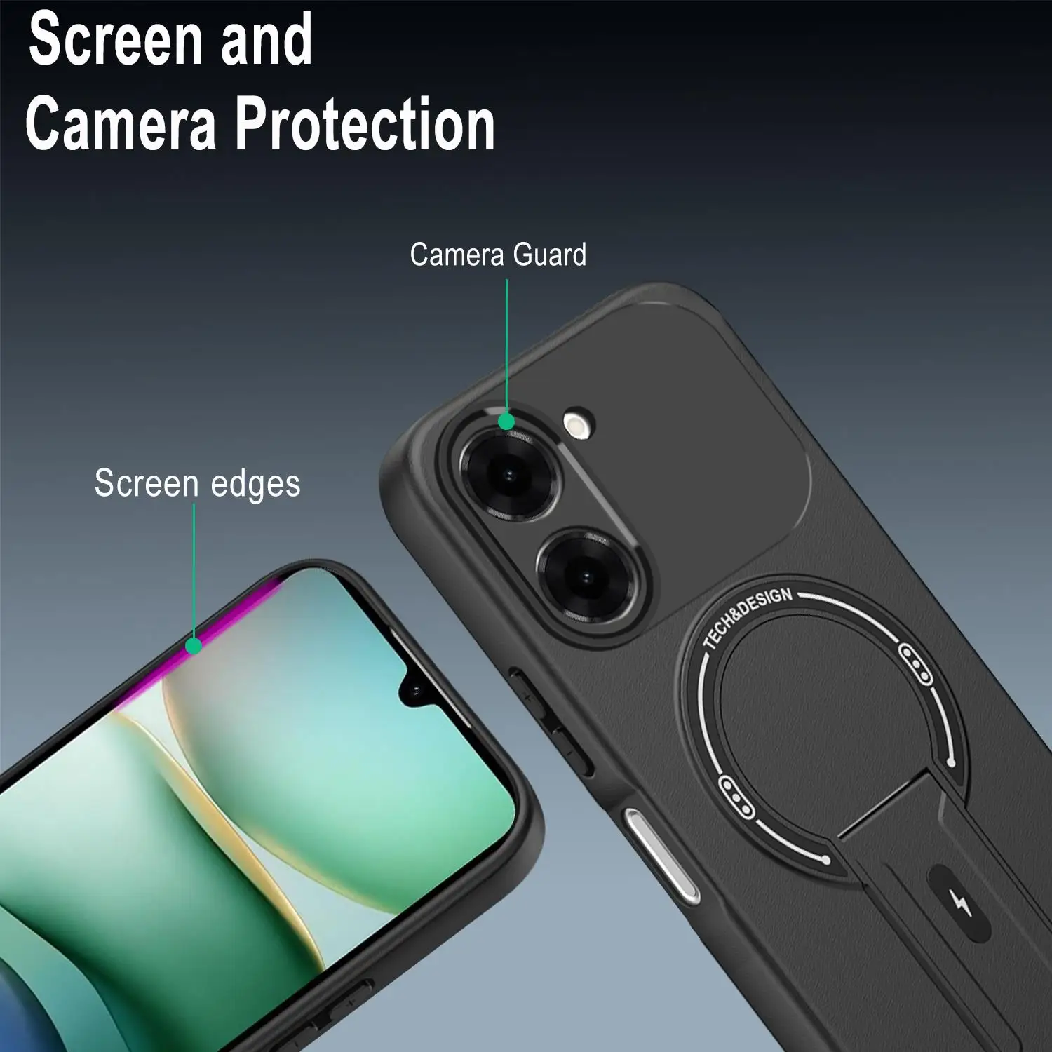 Magnetic Kickstand Armor Phone Case with Wireless Charging Compatibility