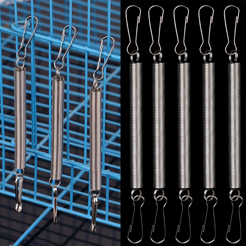 20pcs Pet Bird Cage Replacement Springs 2 Clips Stainless Steel Spring Fastening Water Drinking Bottle For Rabbit Hamster Animal Cage Spring Hook Poultry Drinking Accessories Animal Cage Clamp