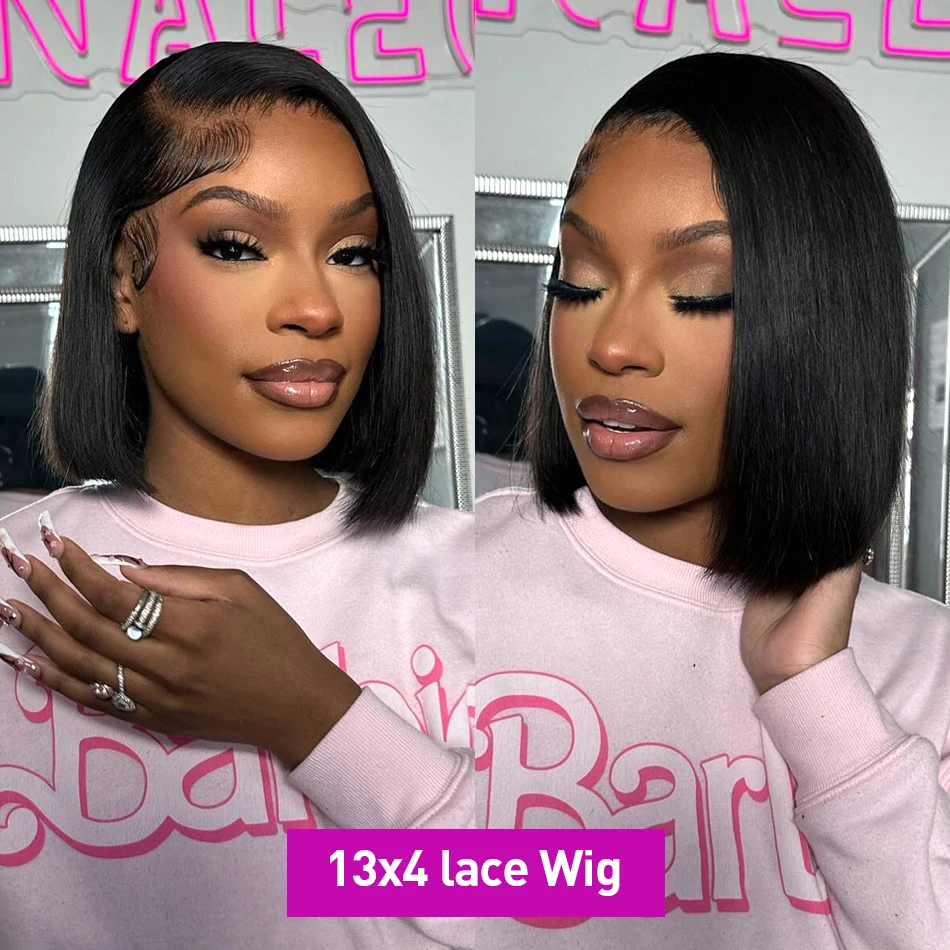 Benafee Bob-Perücke Aus 100% Echthaar – 13x4 HD-Spitze, 180% Dichte, Mit Babyhaar, Blau