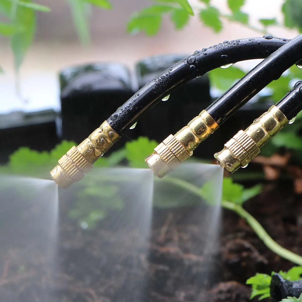 3-way 20/30/50cm misting nozzle 360&deg; bend atomizer sprayer slip lock quick connect 3/8" 9/12mm garden irrigation cooling system
